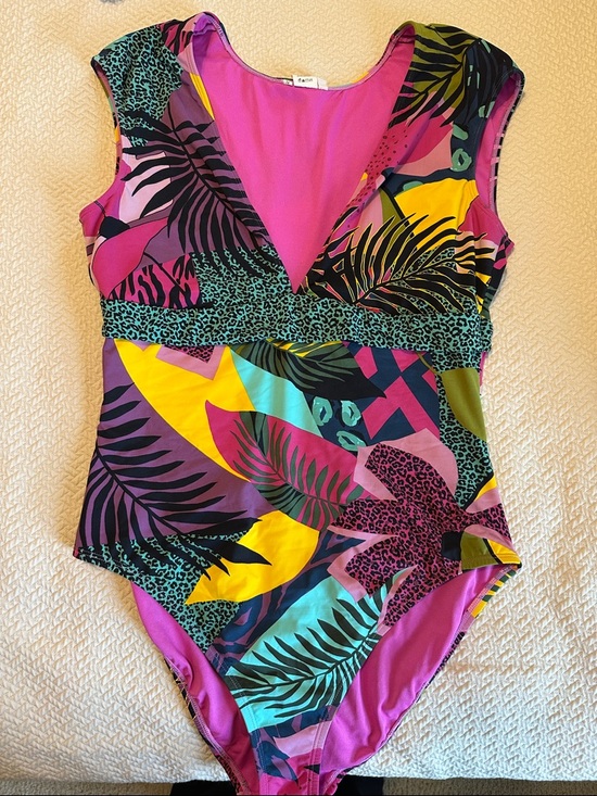 Bleu Rod Beattie Other - Bleu Rod Beattie Pink Tropical One-Piece with Multicolor Trim